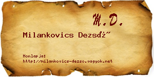 Milankovics Dezső névjegykártya